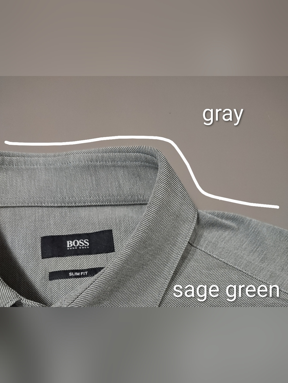 BOSS Slim Fit Men's Sage-Gray Button-Up Shirt